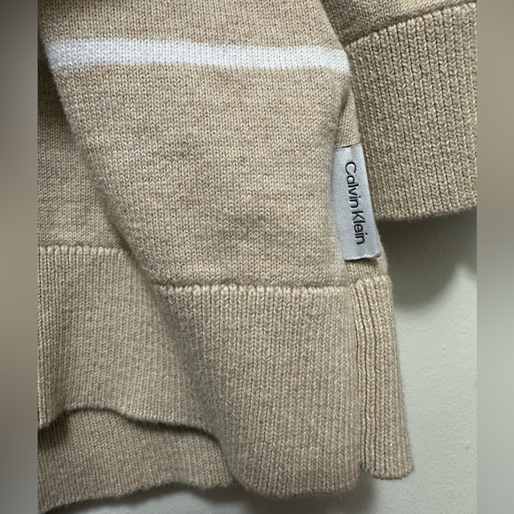 Calvin Klein Beige Pullover with White Stripes - Picture 3 of 7